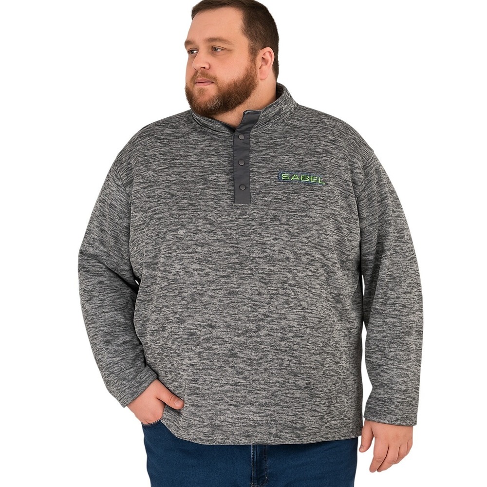 Lands‎ End Sabel Logo Snap Fleece Pullover Gray Mock Neck Long Sleeve Mens 3XL